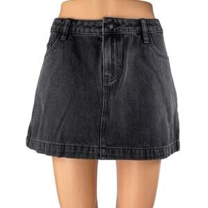 NEW Princess Polly Women Black High Waisted A Line Mini Denim Jean Skirt Size 8